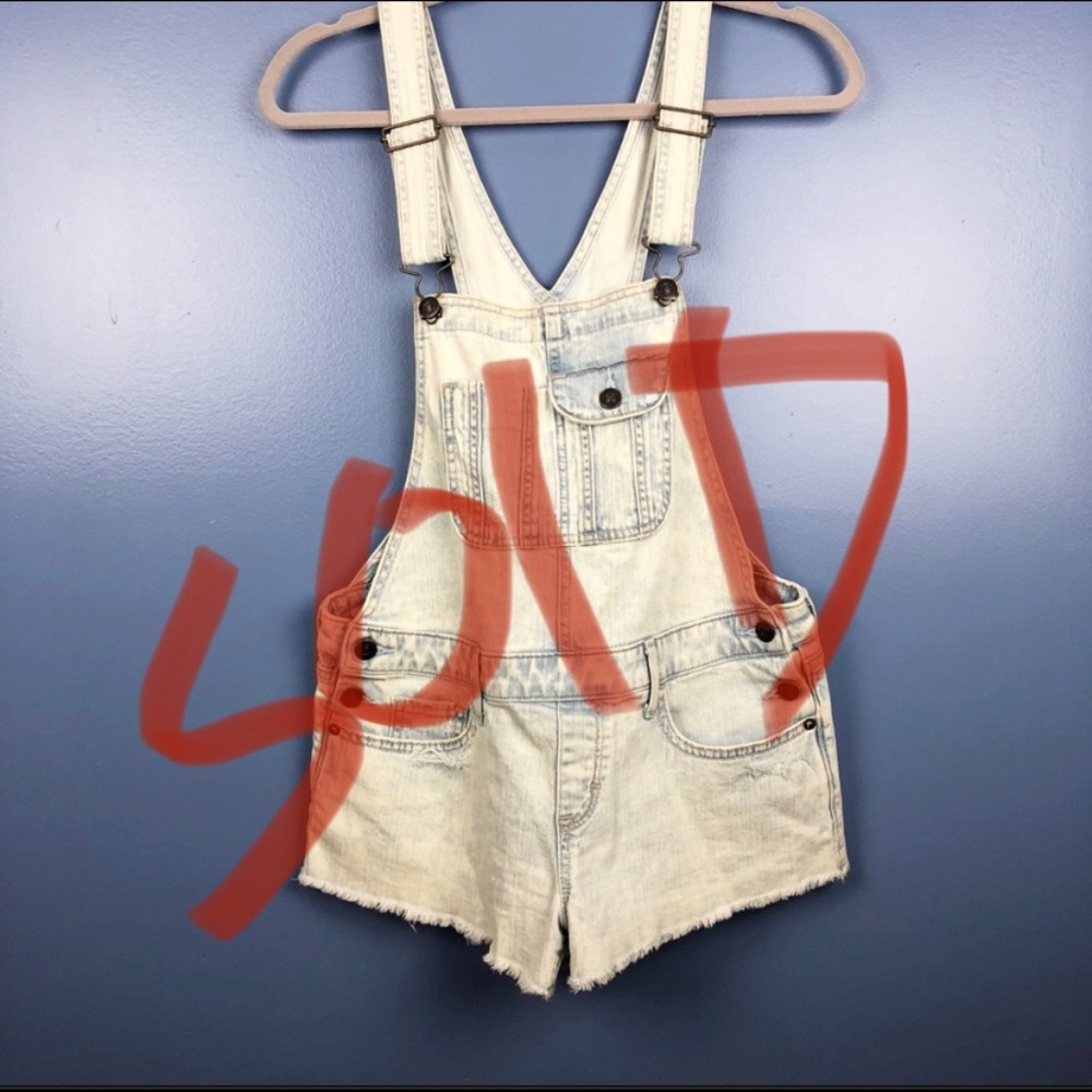 Abercrombie & Fitch Overalls Light Wash Shorts